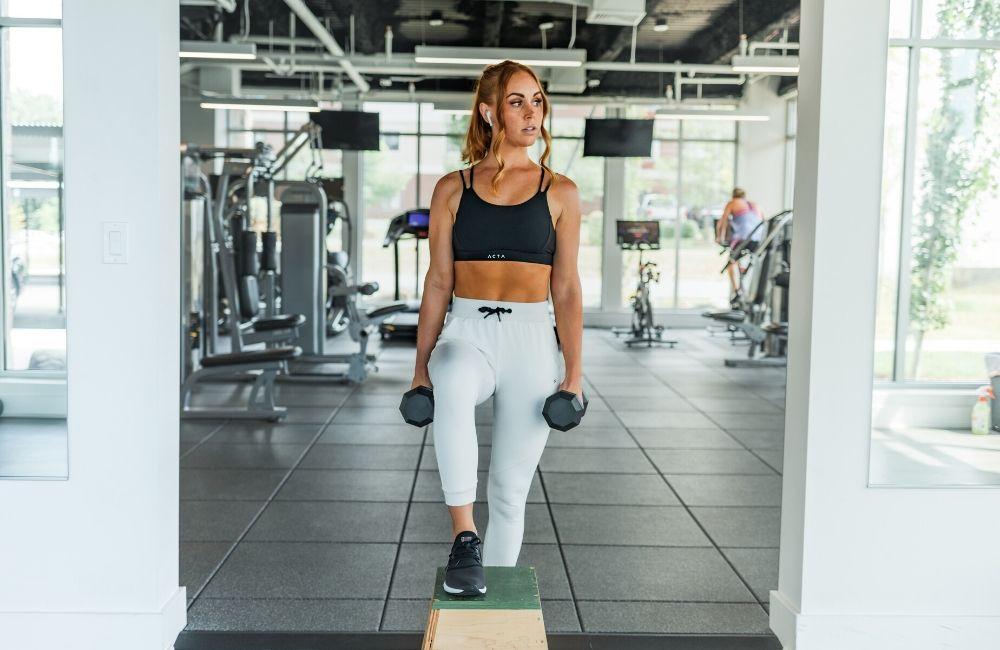 Woman at gym working out