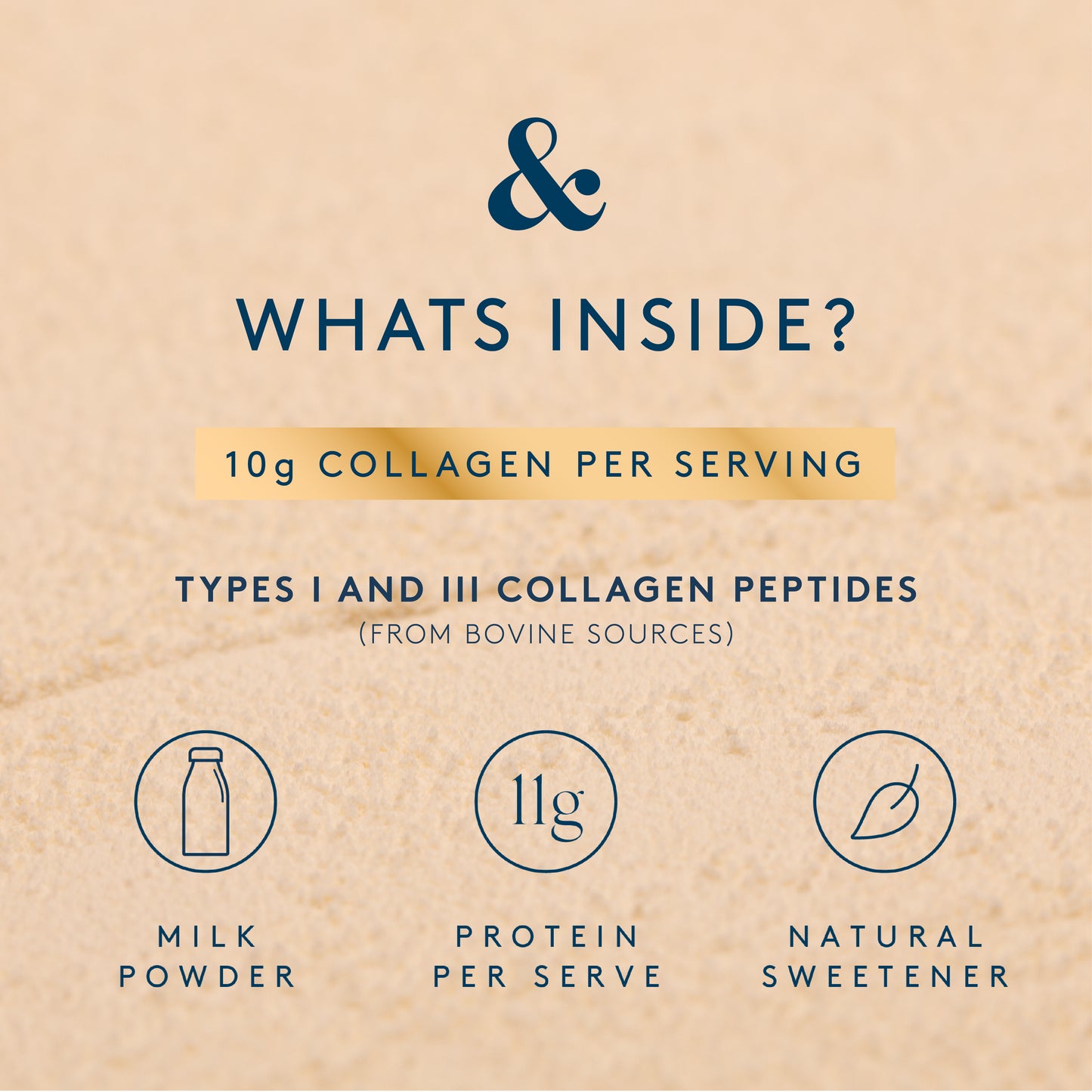 Vanilla collagen creamer pouch showing the product packaging with a clear label and vanilla flavor indication.