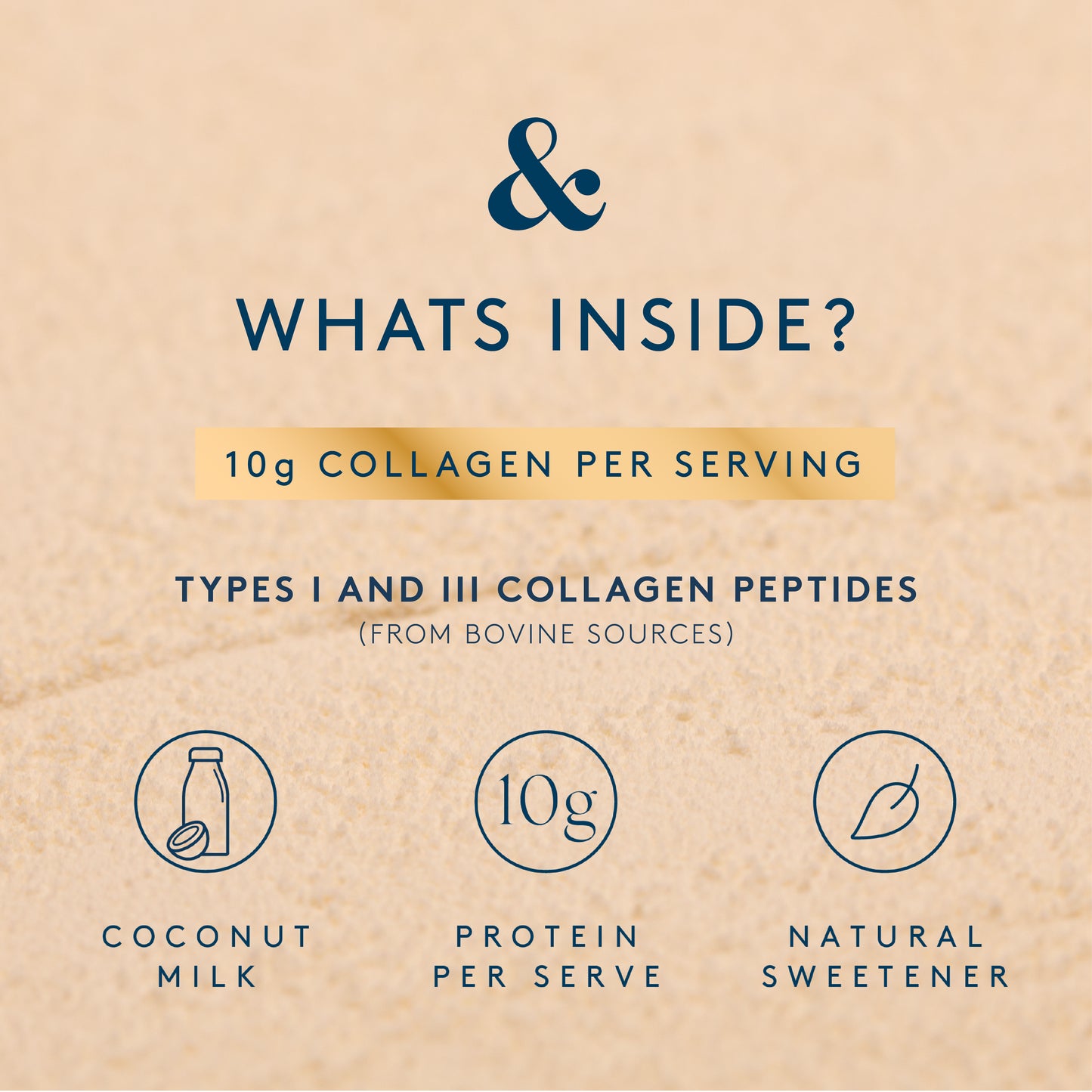 Dairy-free collagen creamer pouch with vanilla flavor, showing the Collagen Creamer brand logo and product packaging.